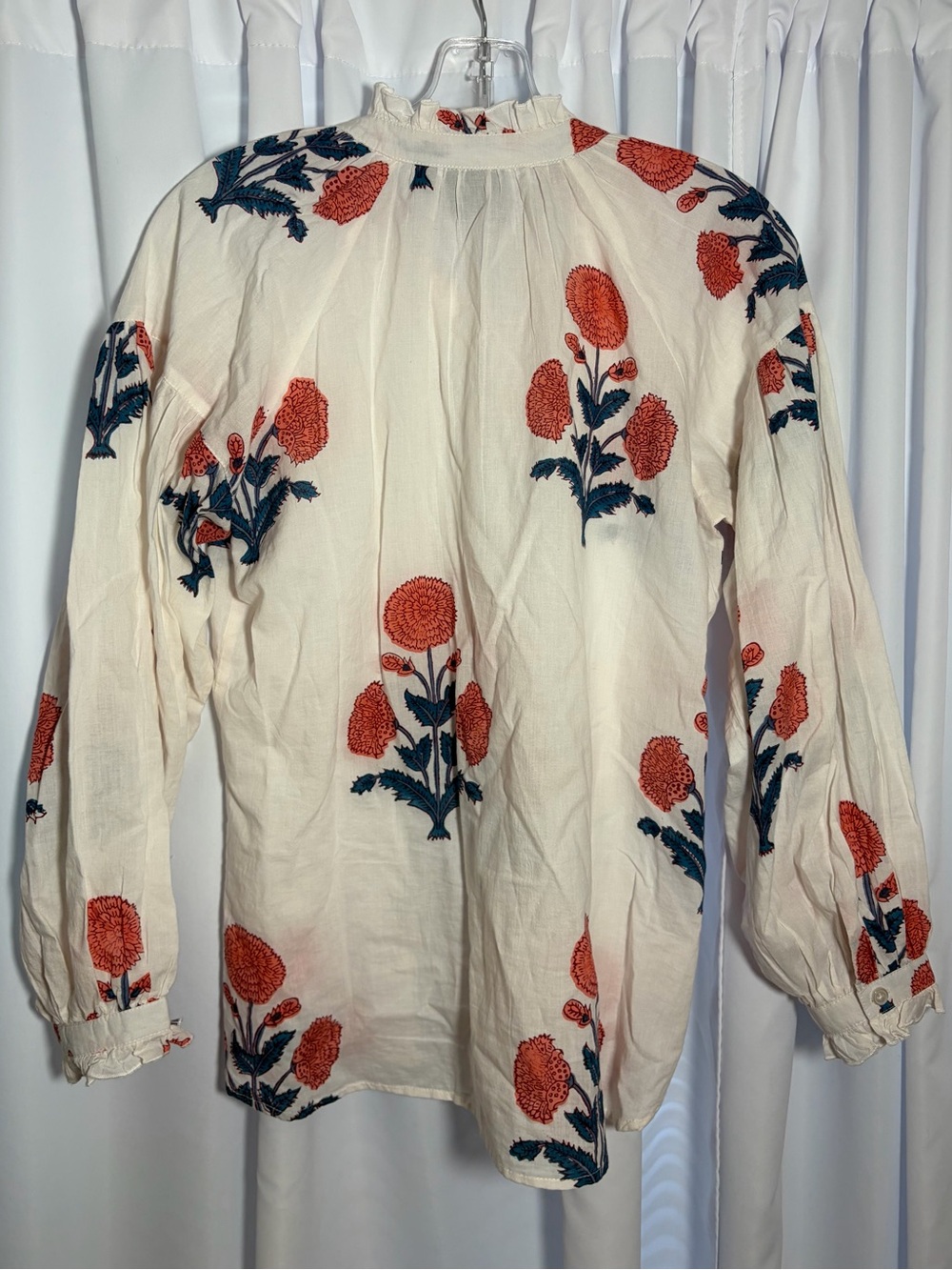 MADISON MATHEWS White Cotton Flower Blouse Size S - Picture 2 of 4